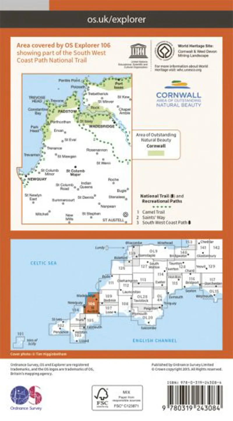 OS Explorer Map 106 - Newquay and Padstow-1